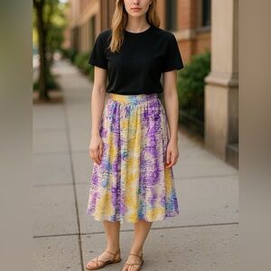 Boutique womens tie dye hippie skirt size small artsy spring summer lavender